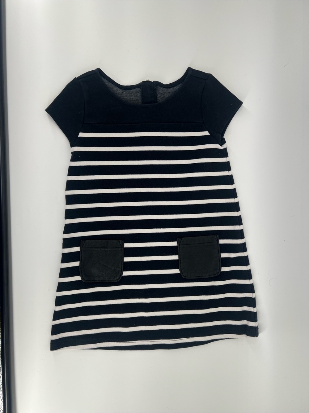 Gymboree Black and White Striped Dress with Front Pockets